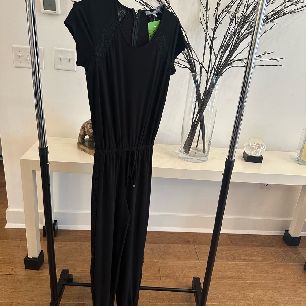 Black Lace Front Jumpsuit - Size PS